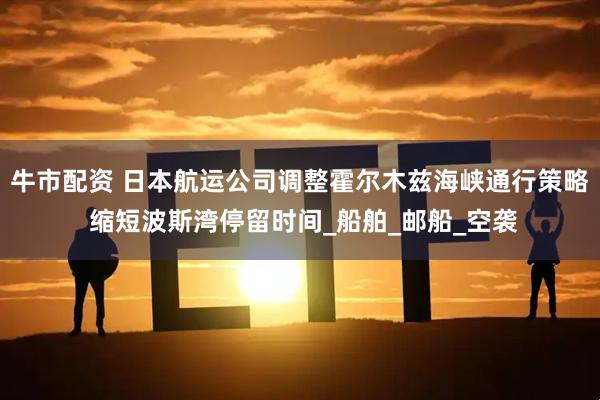 牛市配资 日本航运公司调整霍尔木兹海峡通行策略 缩短波斯湾停留时间_船舶_邮船_空袭